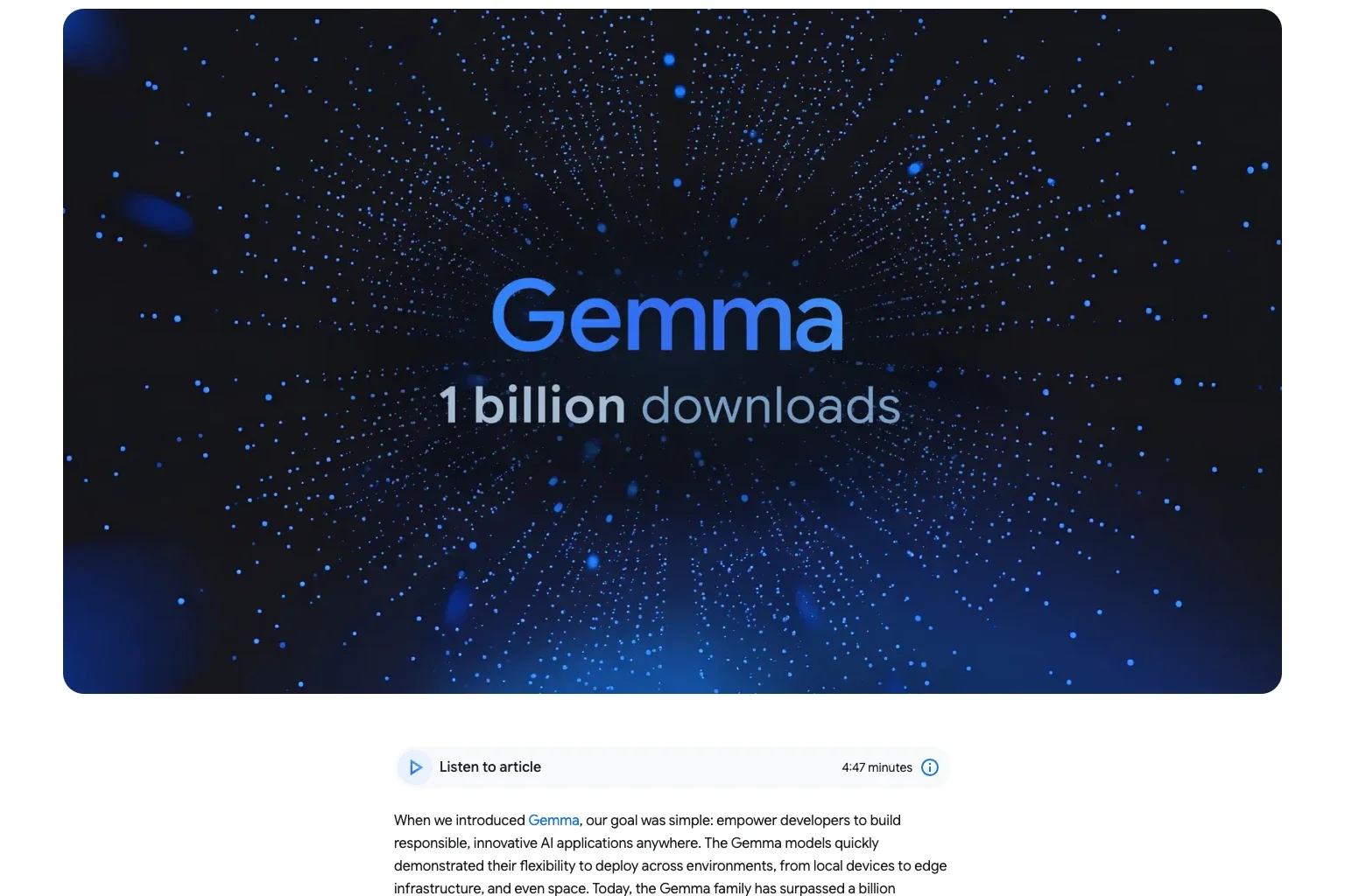 Google Says Gemma Has Passed One Billion Downloads, With Over 100,000 Community Variants
